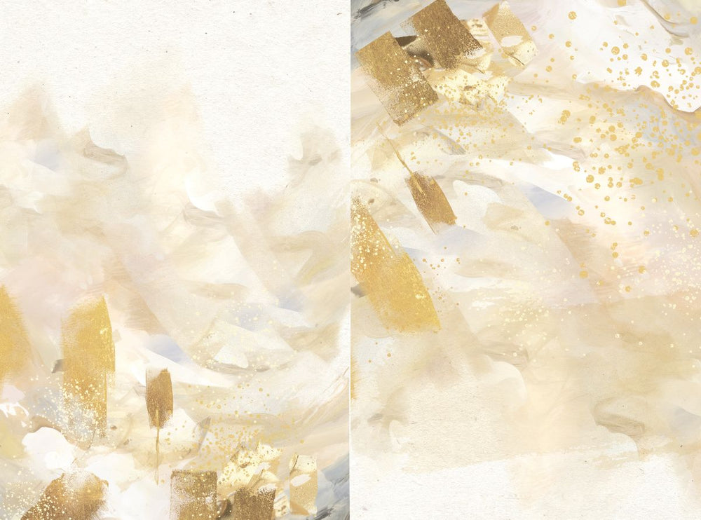 Gilded Beige Abstract Diptych