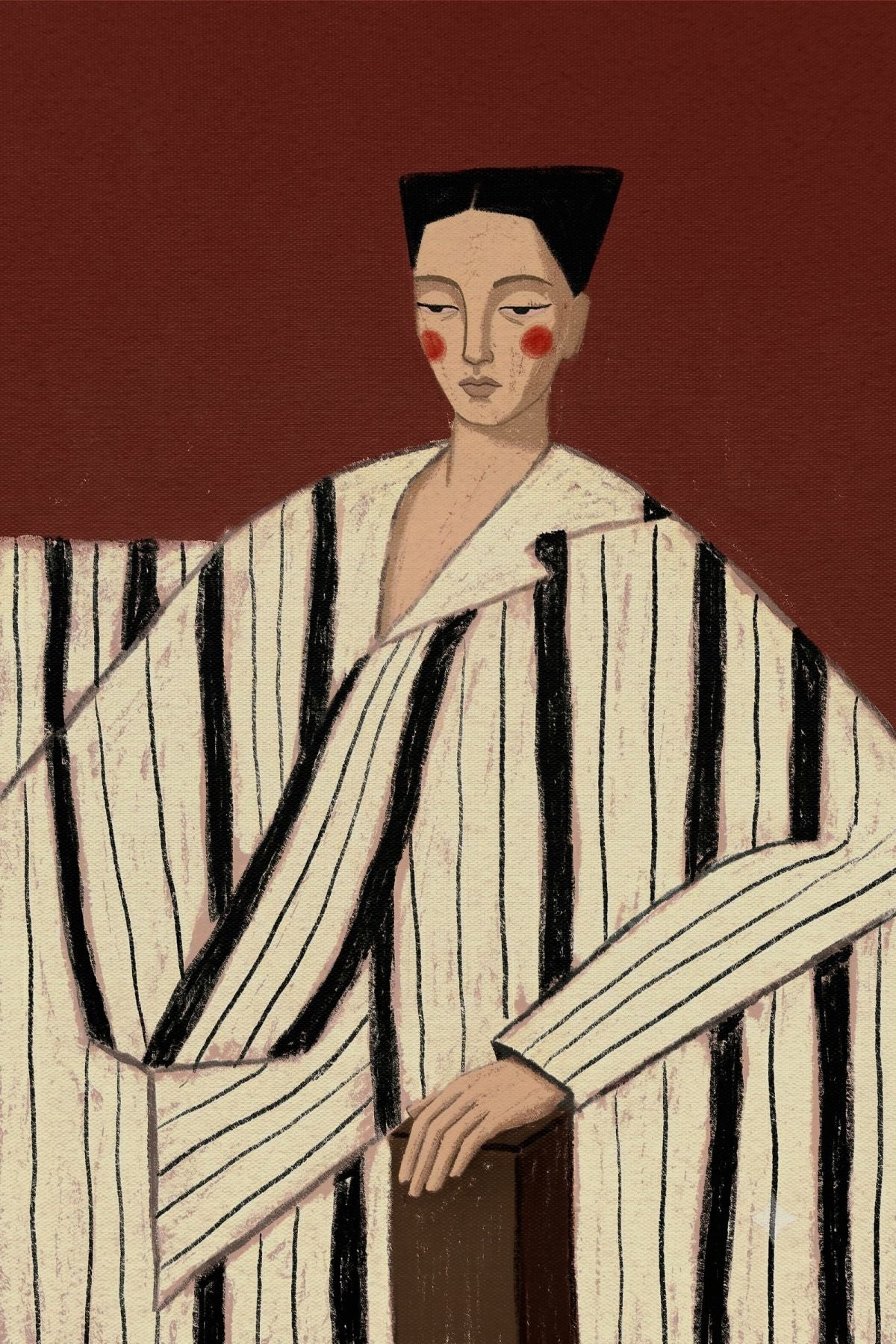 Woman in Striped Kimono
