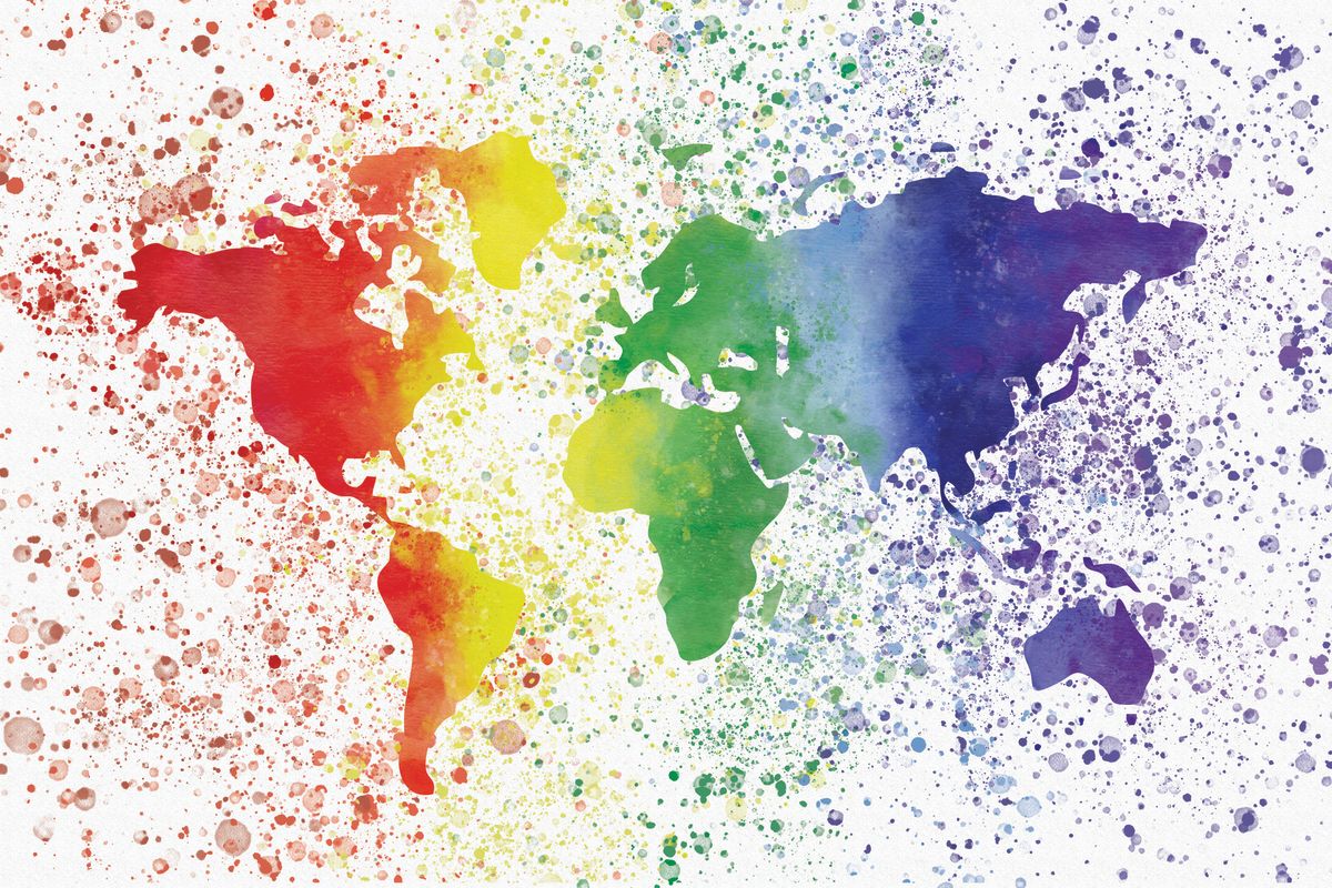 Rainbow Splatter World Map