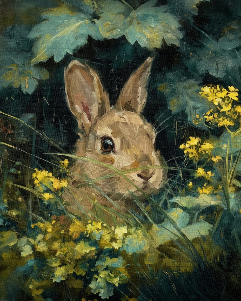 Hidden Rabbit in Leaves