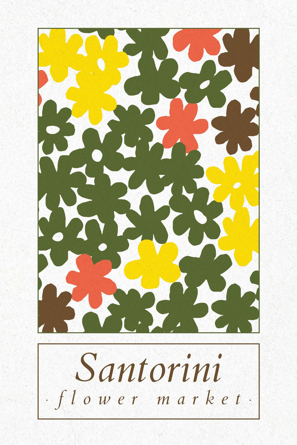 Santorini Colorful Flower Market Poster