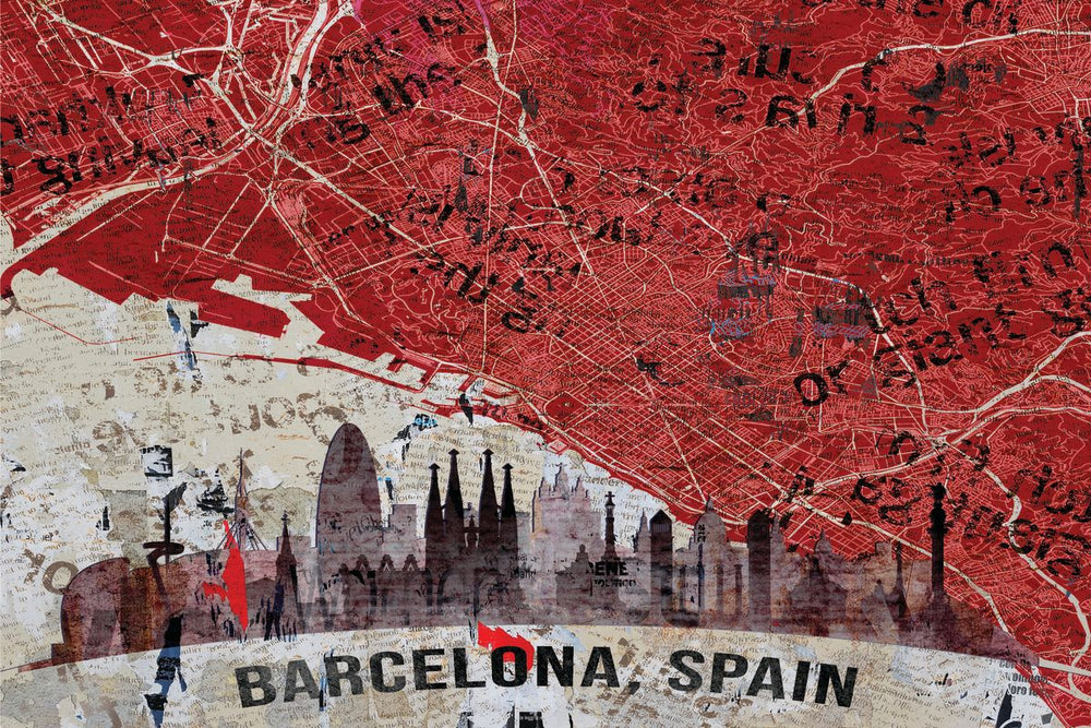 Barcelona Skyline City Map
