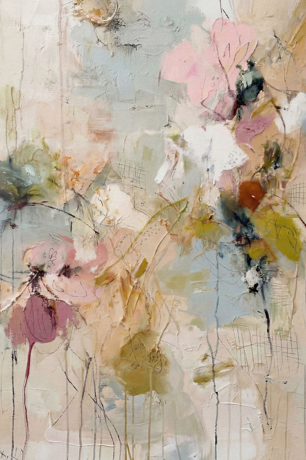 Abstract Floral in Soft Pastels