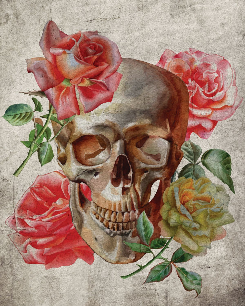 Vintage Floral Skull