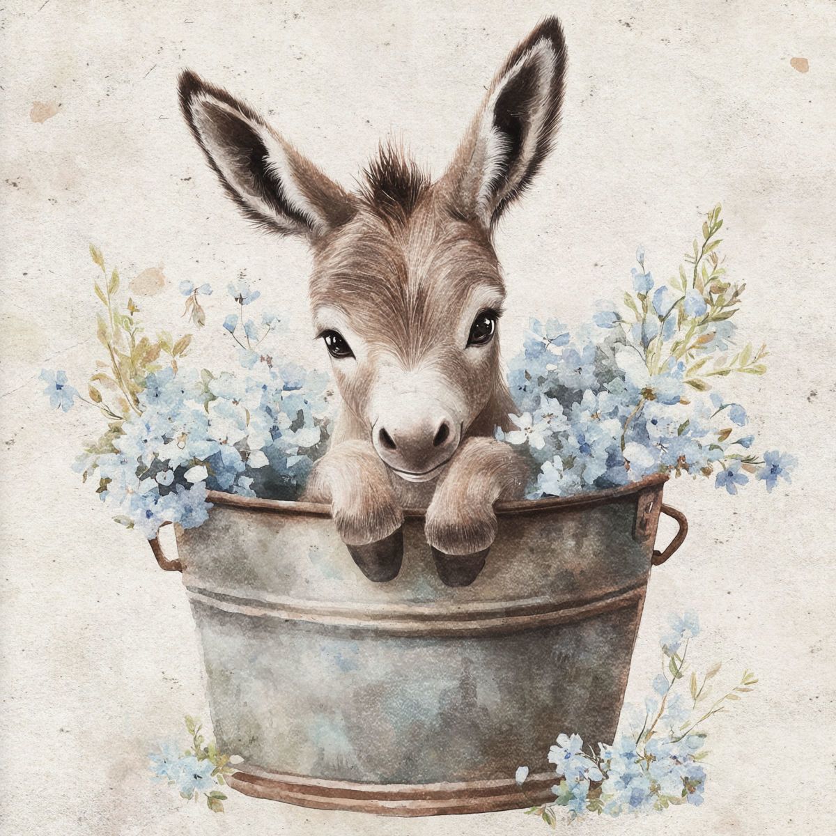 Baby Donkey In A Flower Bucket II