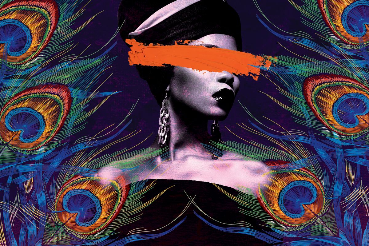 Lady Peacock Orange Brush Stroke