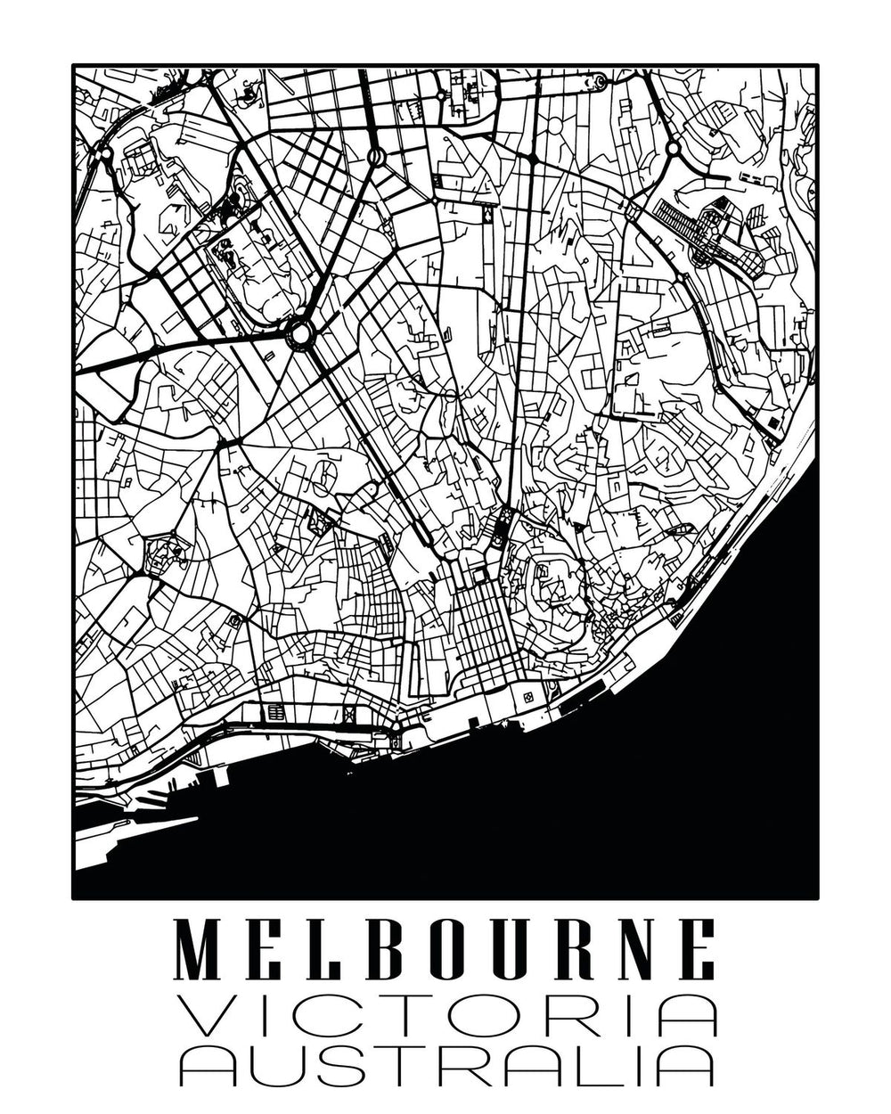 Minimalist Melbourne City Map