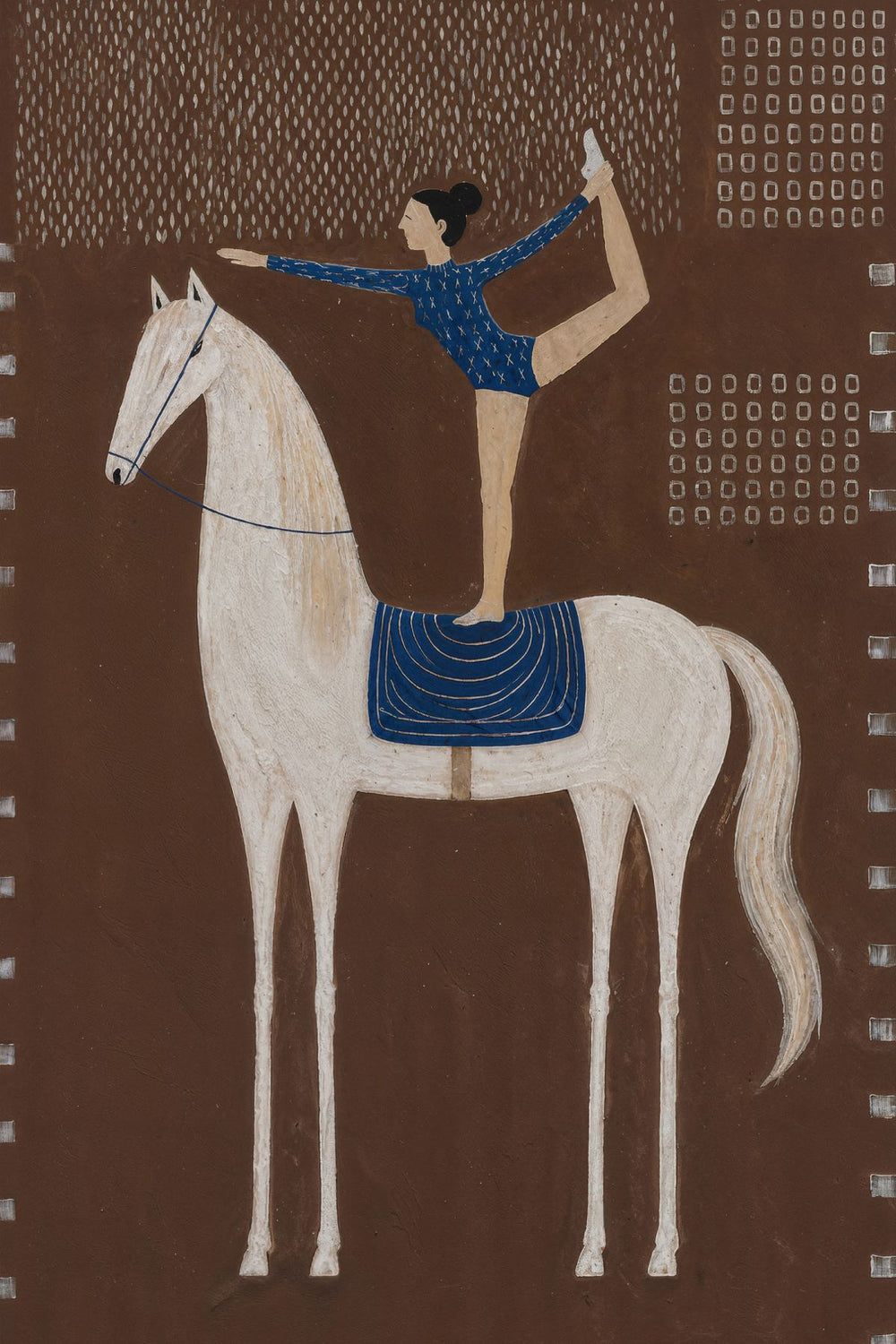 Acrobat Balancing on White Horse