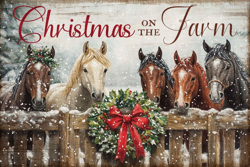 Christmas On The Farm With Horses Sign