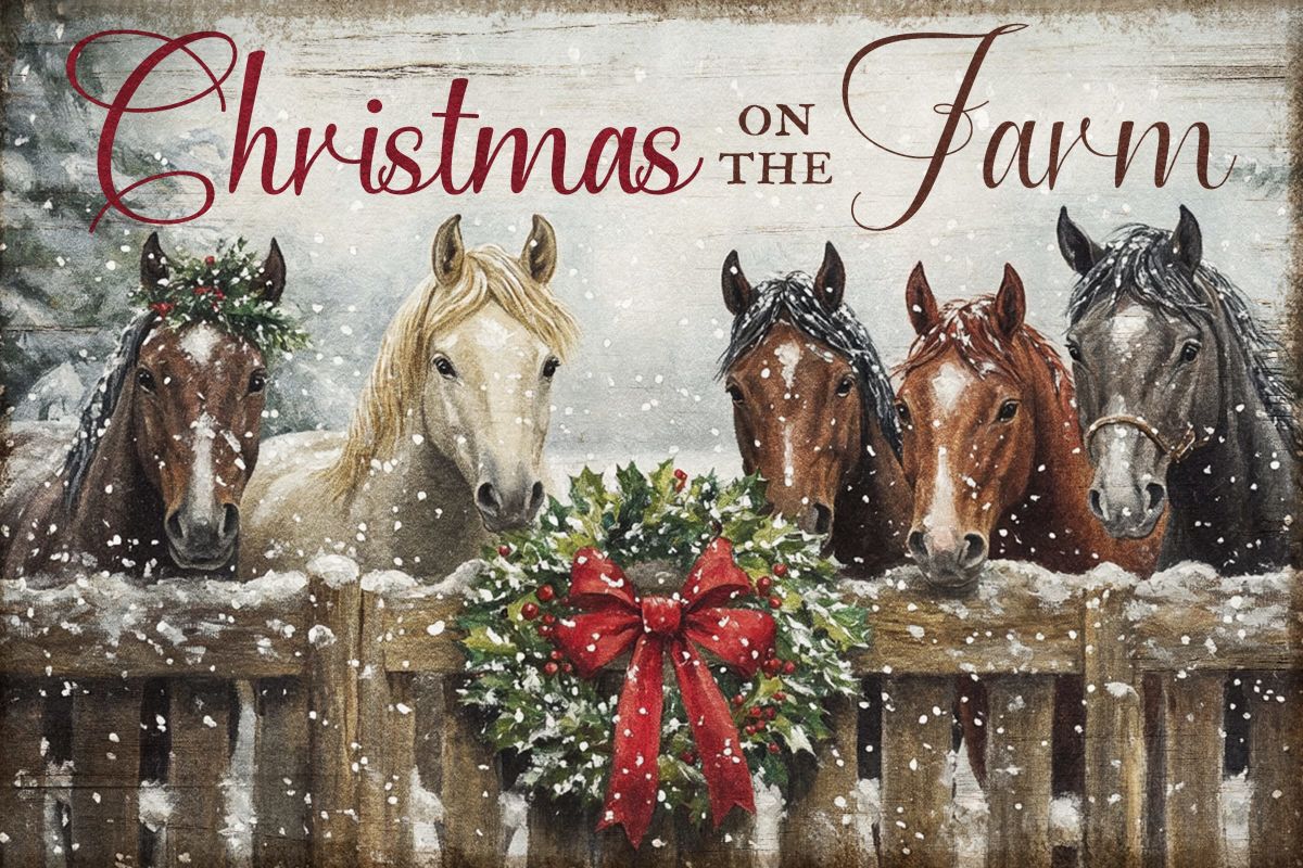 Christmas On The Farm With Horses Sign