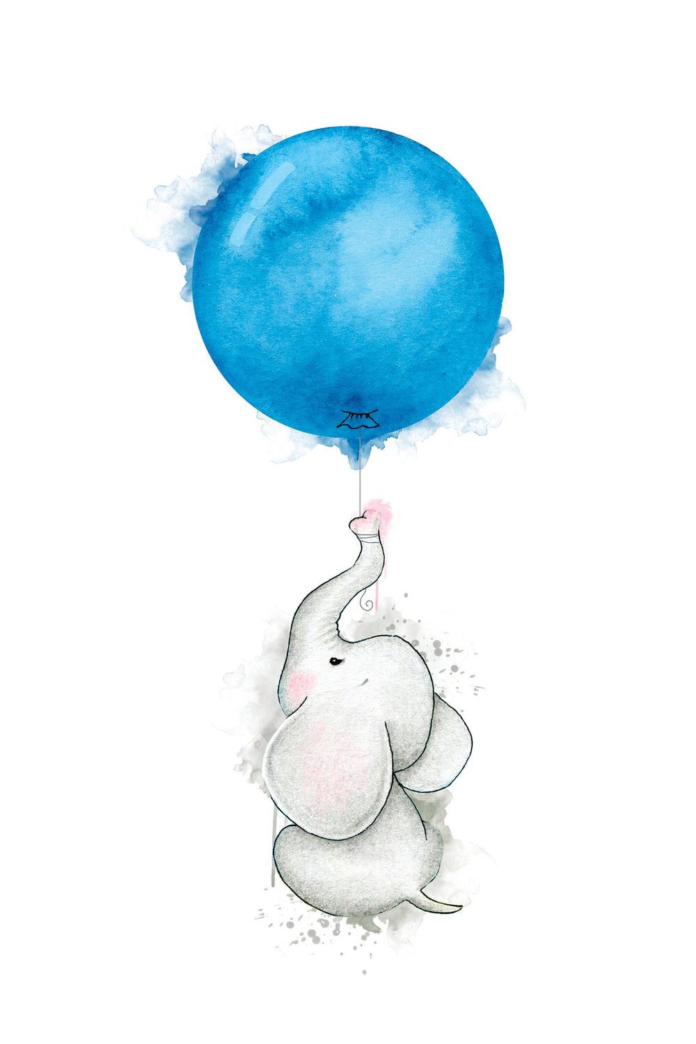 Flying Baby Elephant Balloon Smudge