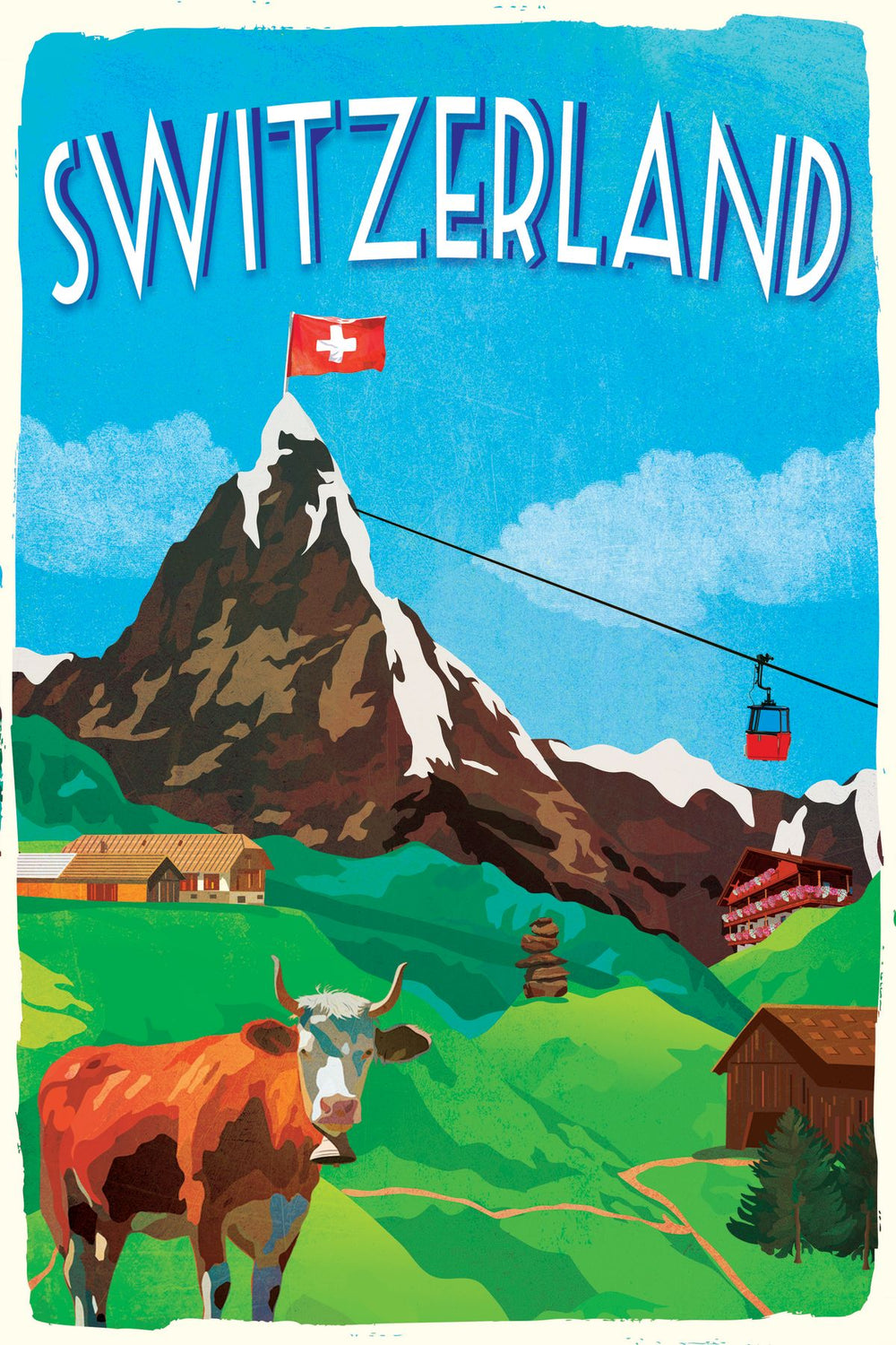 Mountains Of Switzerland Vintage Poster
