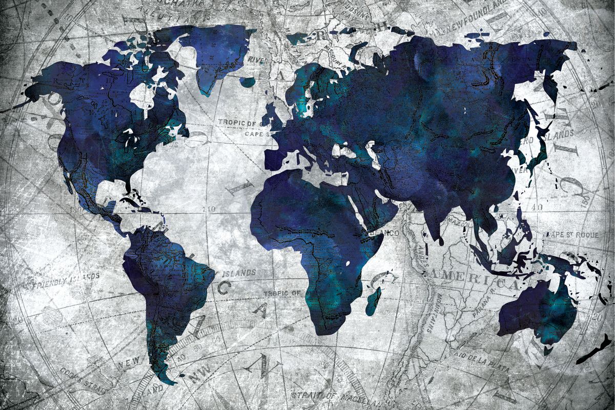 Deep Blue World Map