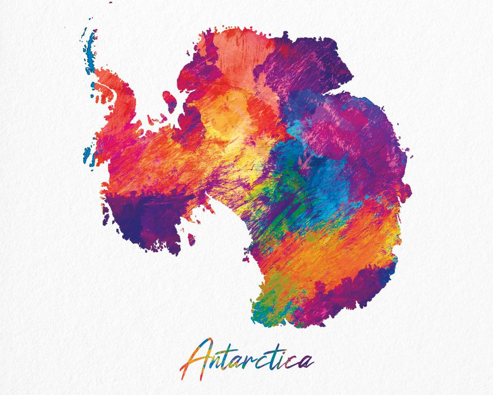 Rainbow Antarctica Continent Map