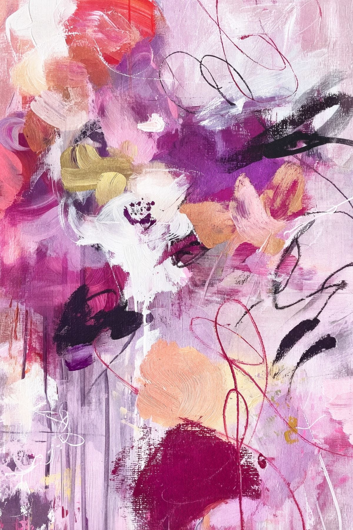 Magenta Abstract Floral Painting