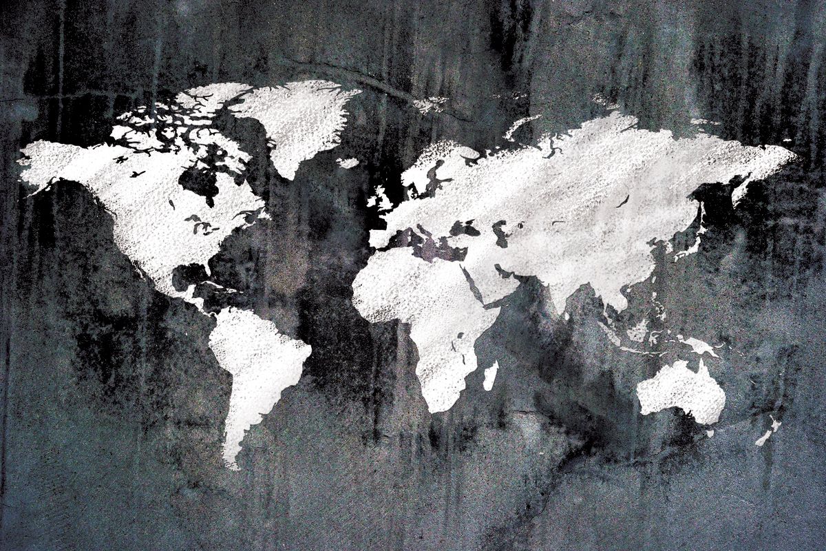 White Paint Grunge World Map