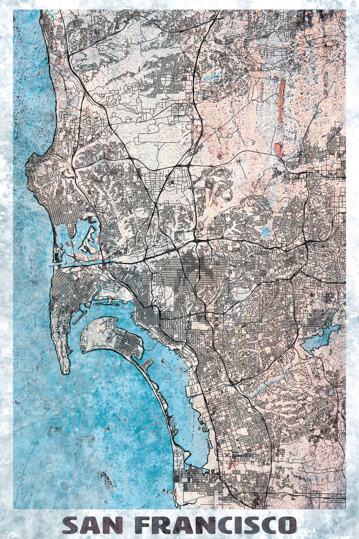 City Map Of SF Grunge