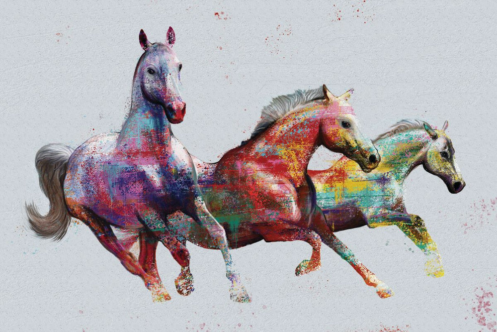 Dashing Horses Color Splash Paint