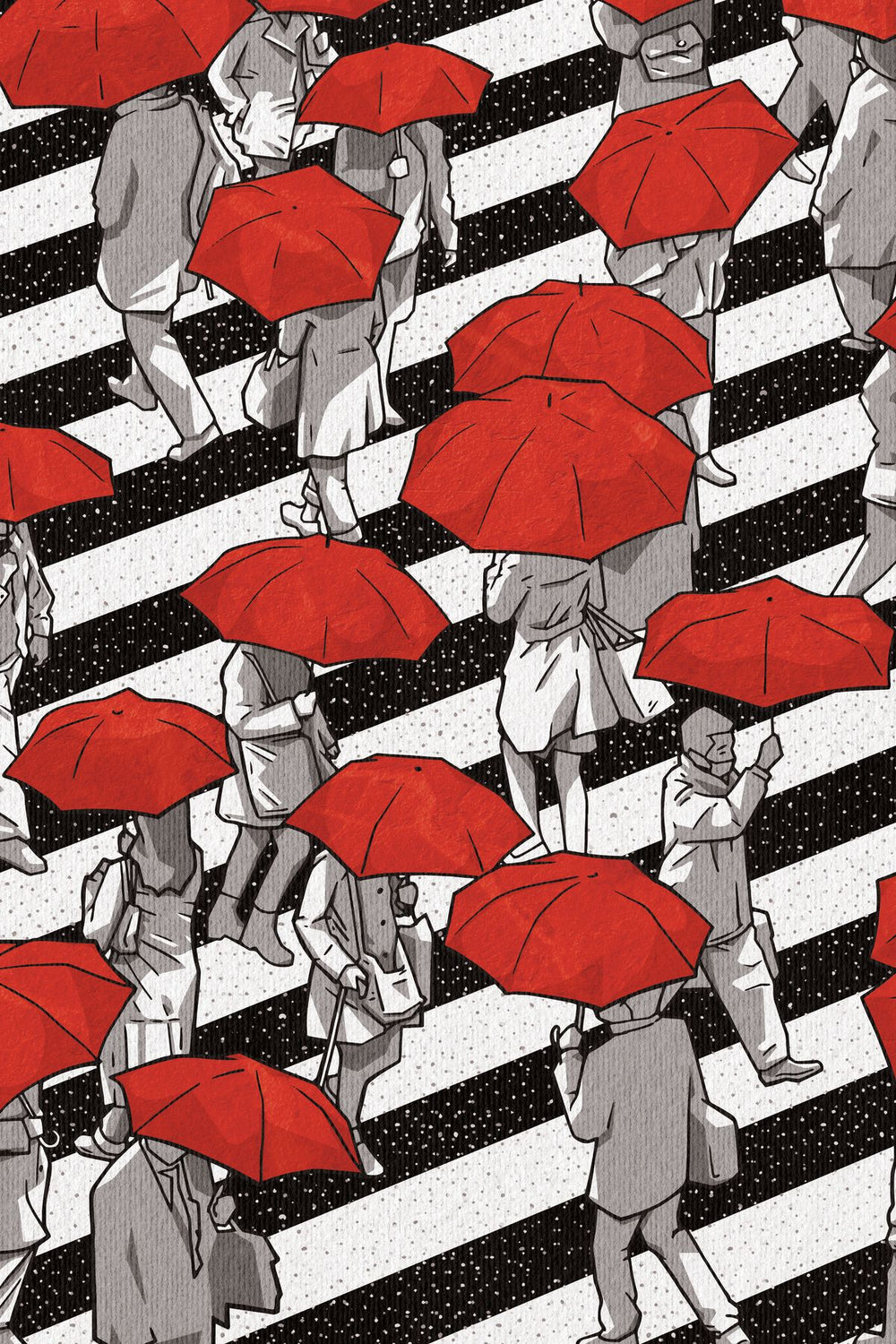 Japanese Crossing Red Umbrellas