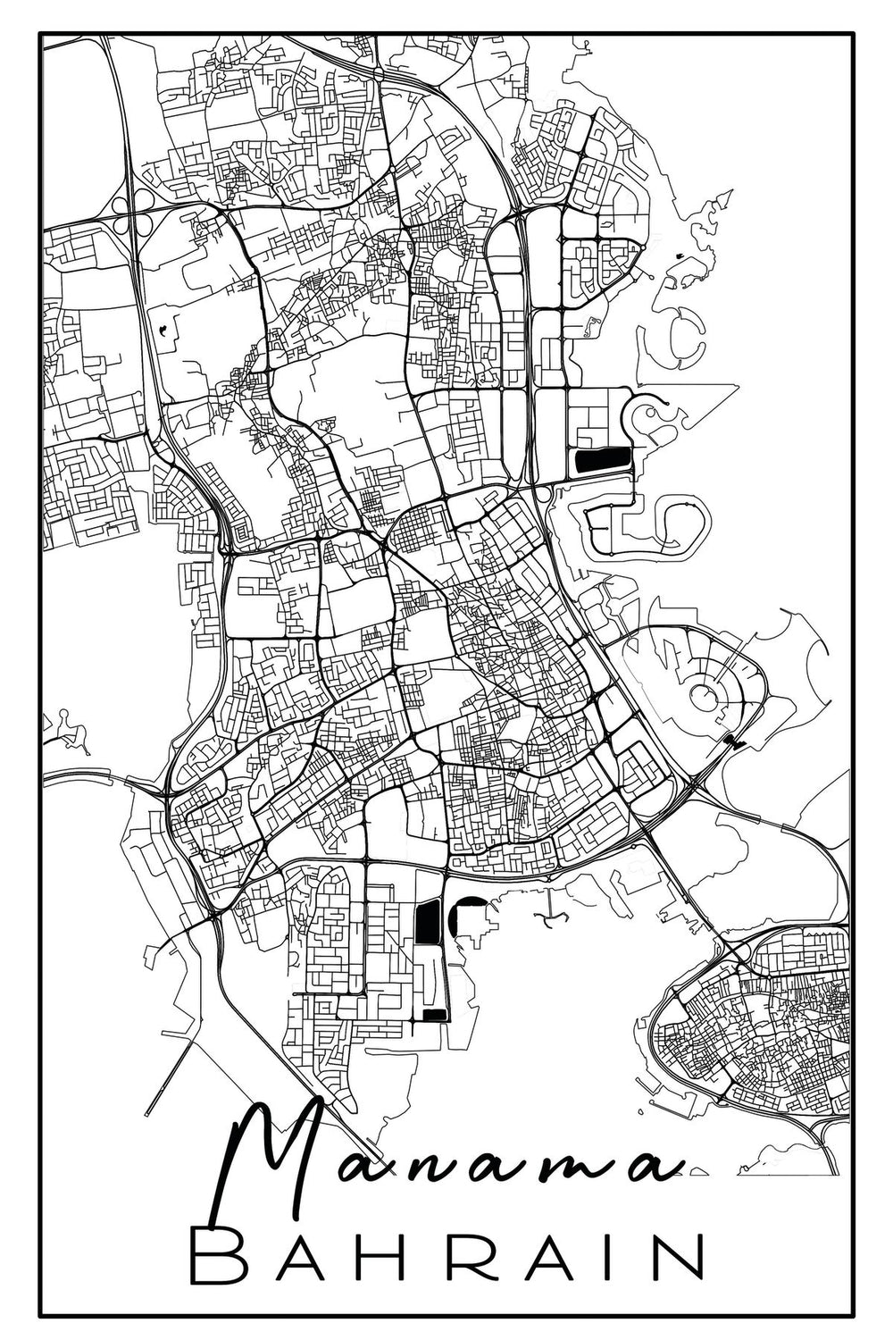Minimalist Manama City Map