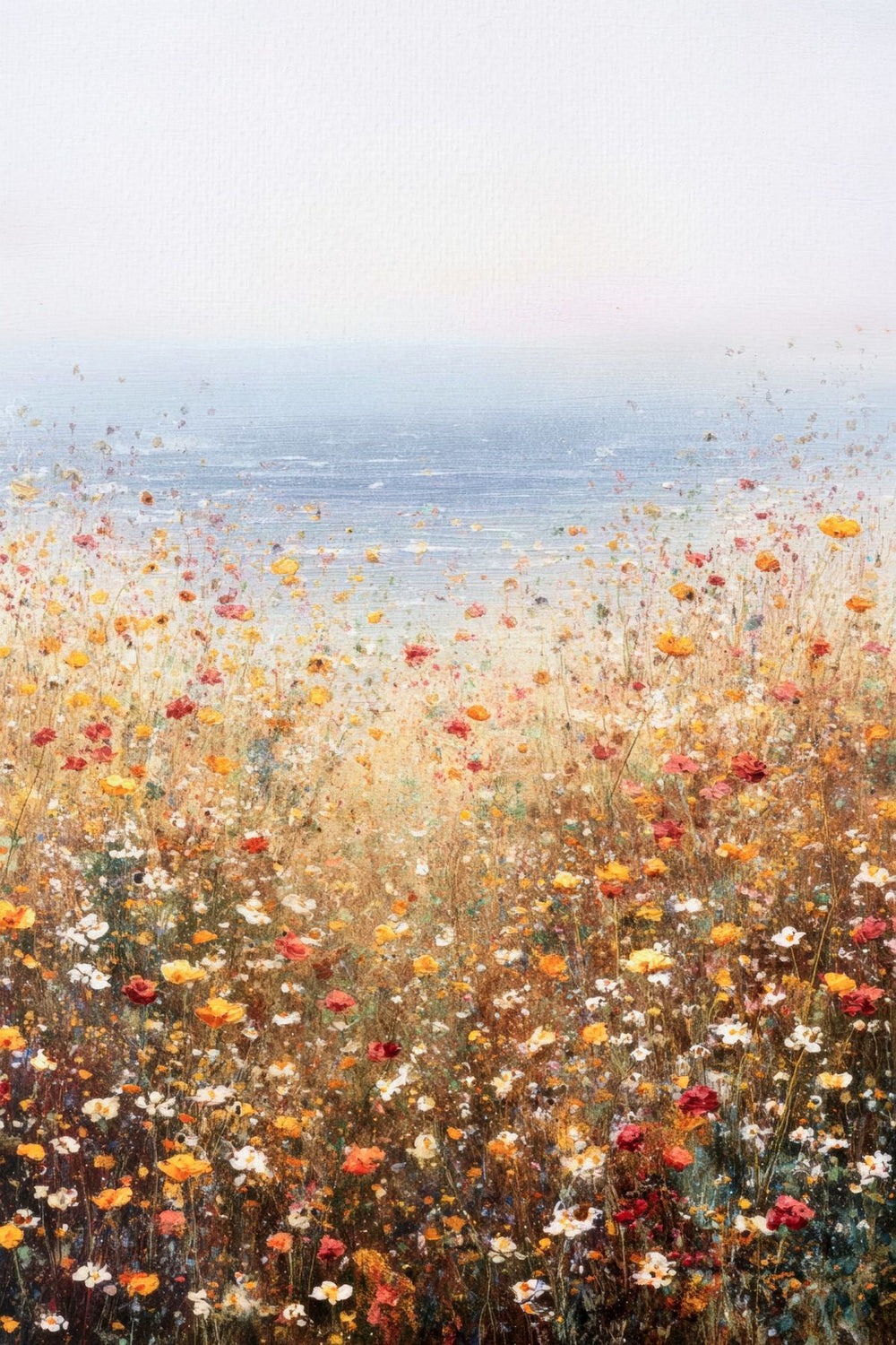 Golden Coastal Meadow Watercolor