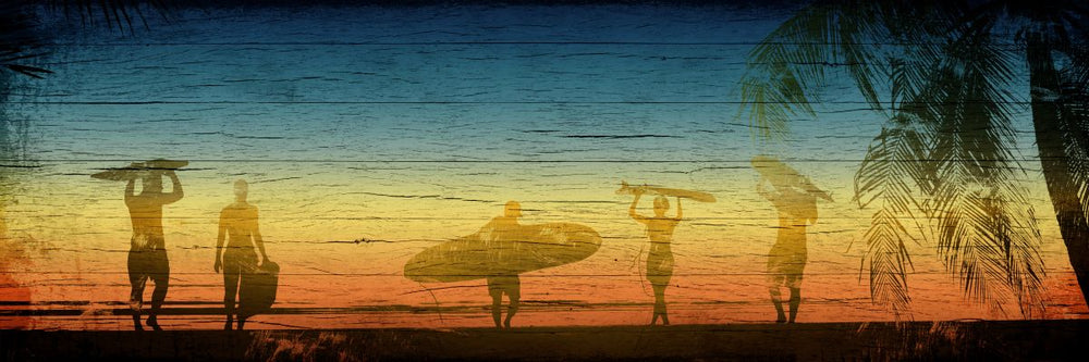 Wooden Tropical Surfers