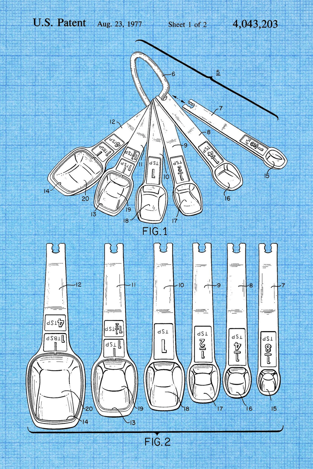 Measuring Spoon Set Blue Patent