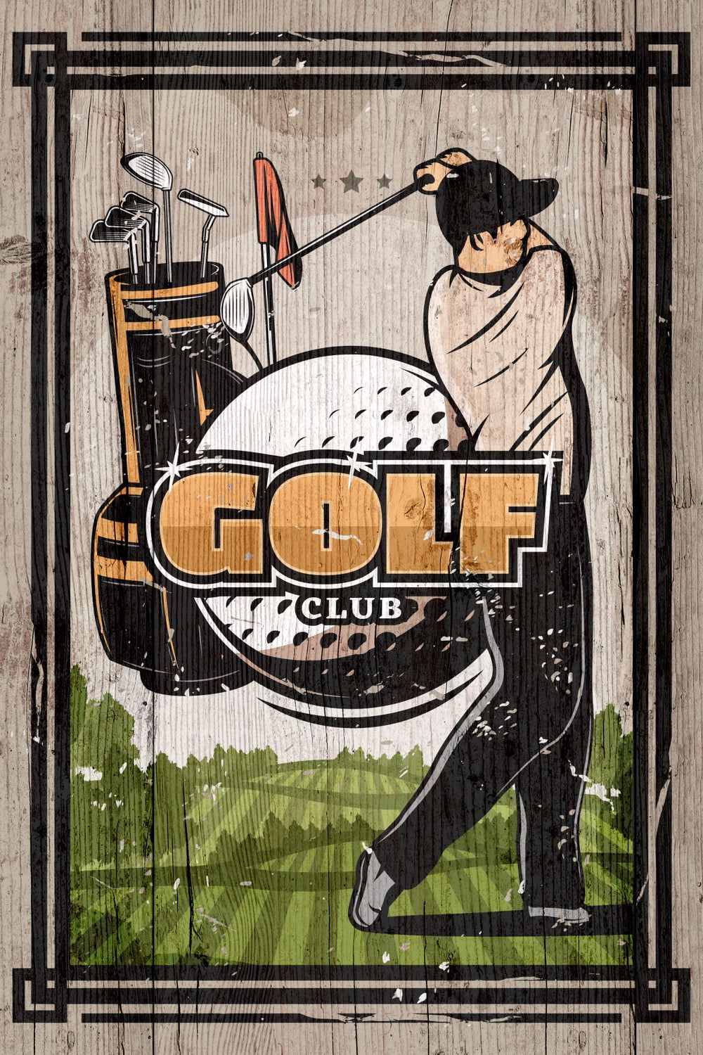 Wooden Golf Club Sign