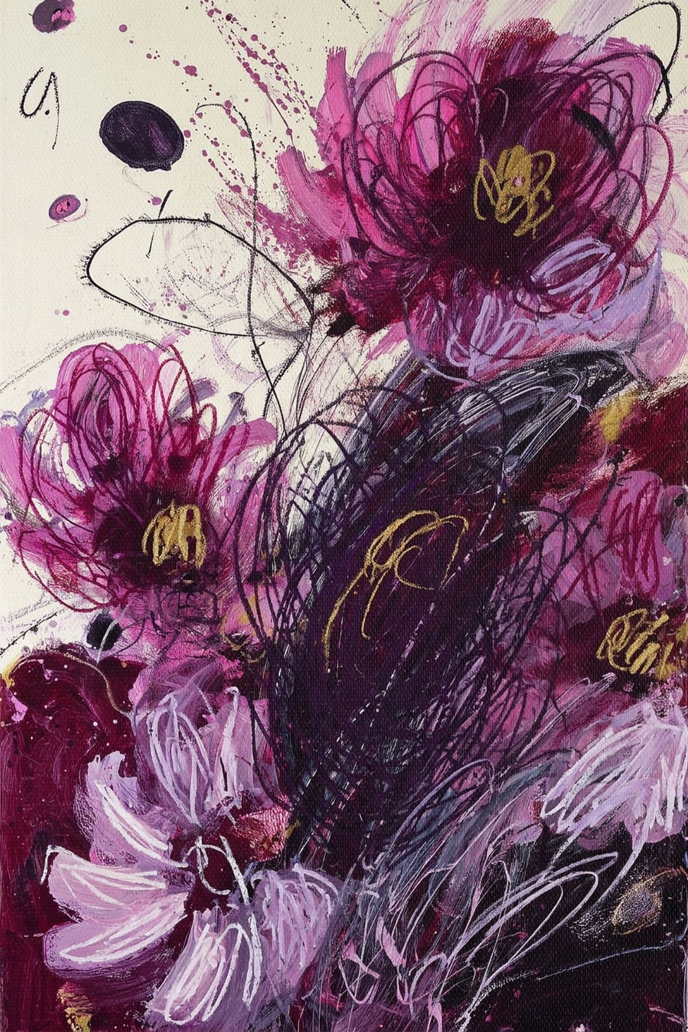 Whimsical Pink and Purple Floral Abstract