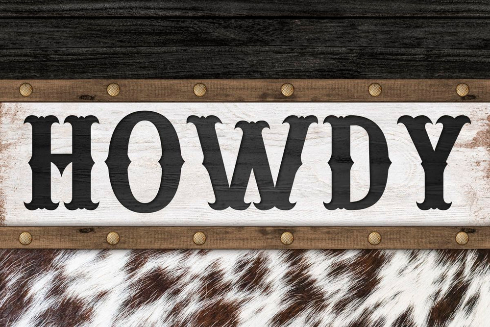 Howdy Sign On Cowhide