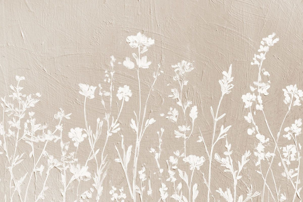 White Wildflowers On Beige