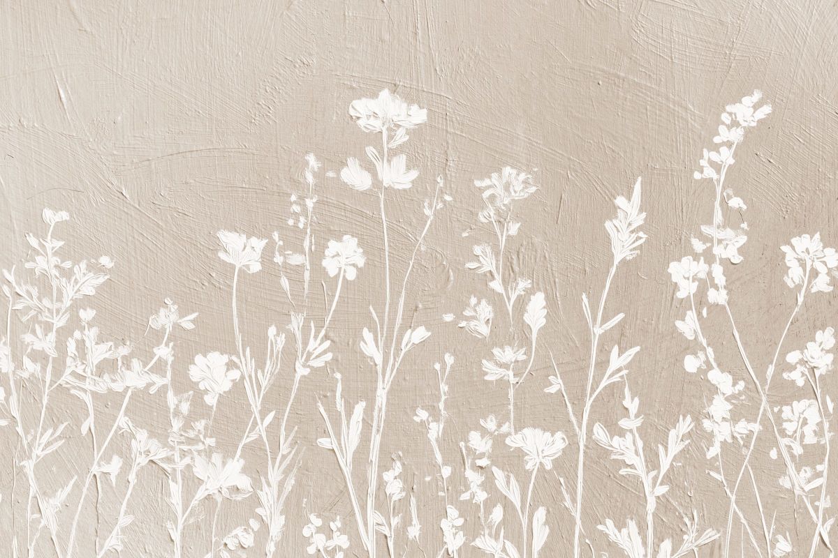 White Wildflowers On Beige