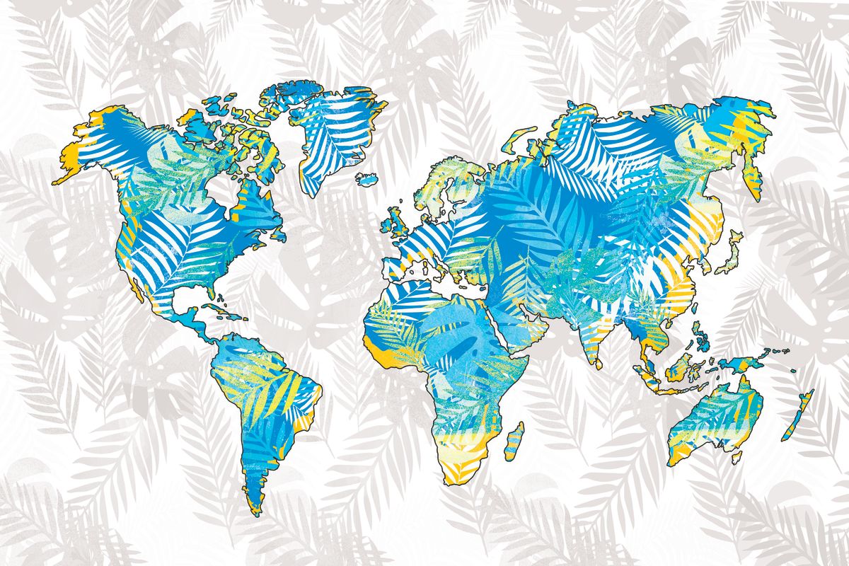 Tropical Leaves World Map VII