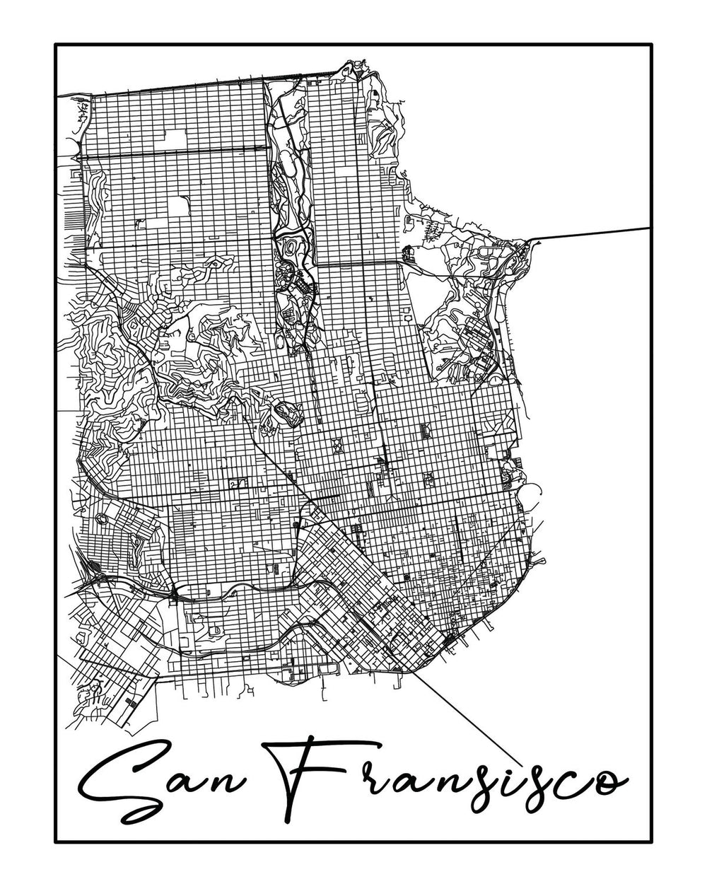 Minimalist San Francisco City Map