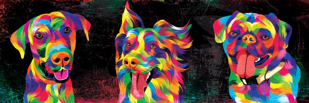 Multicolor Grunge Dogs