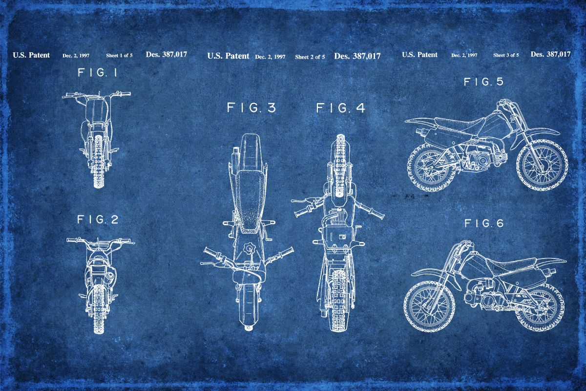 Motorcycle 1997 Blue Patent