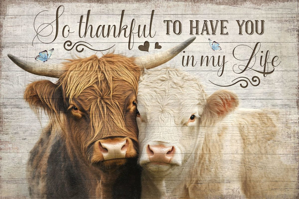 Thankful To Have You With Couple Cows Wall Art