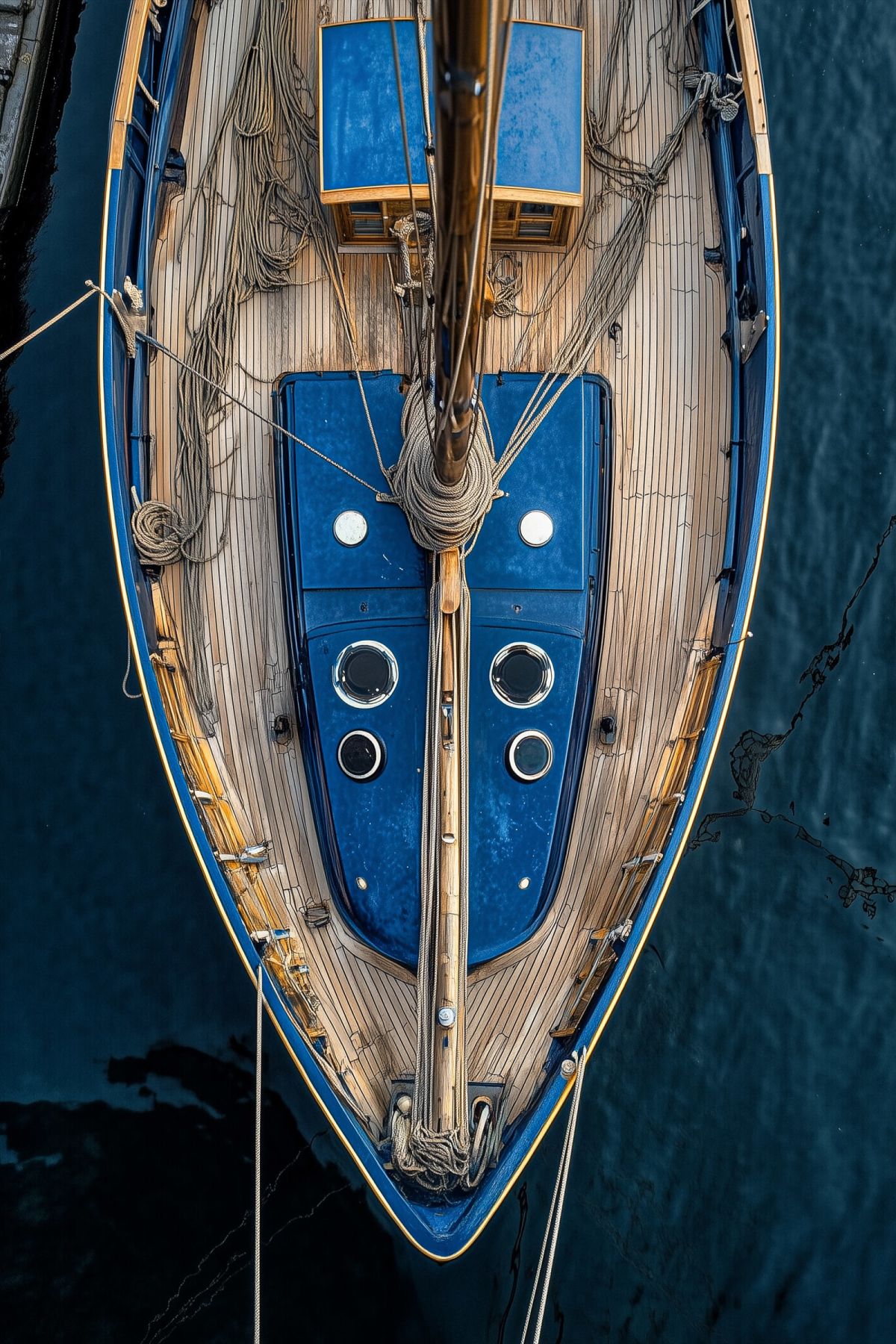 Blue Boat From Above