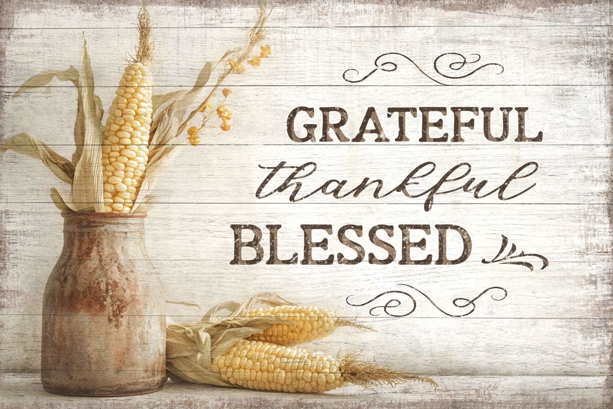 Grateful Thankful Blessed With Corns Sign Wall Art