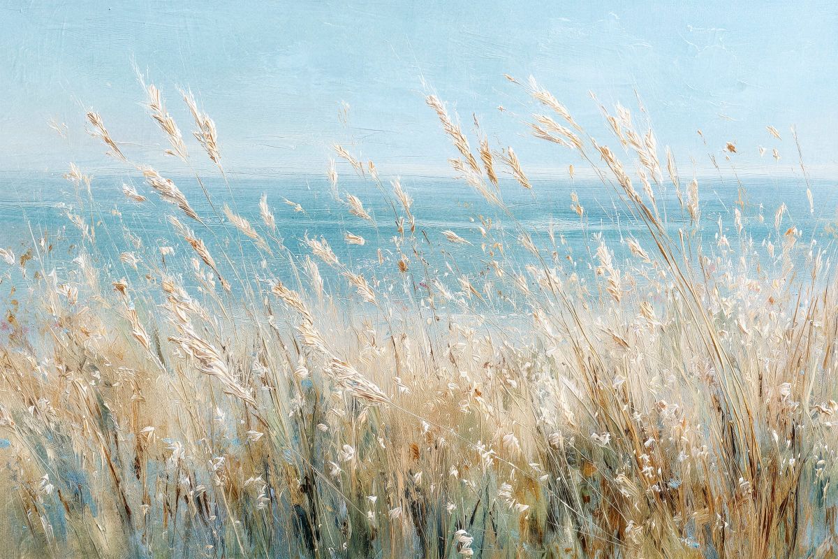Golden Sea Grass Swaying in the Ocean Breeze