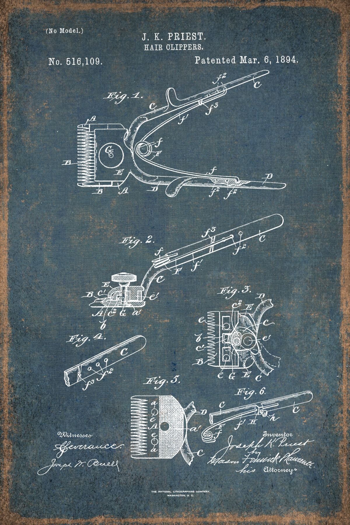 Hair Clippers 1894 Patent