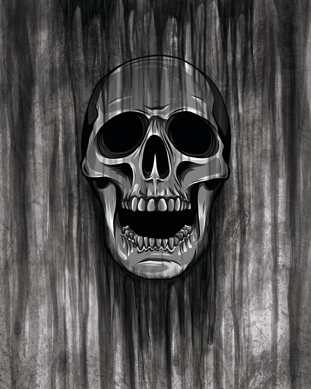 Black Skull Drip Paint