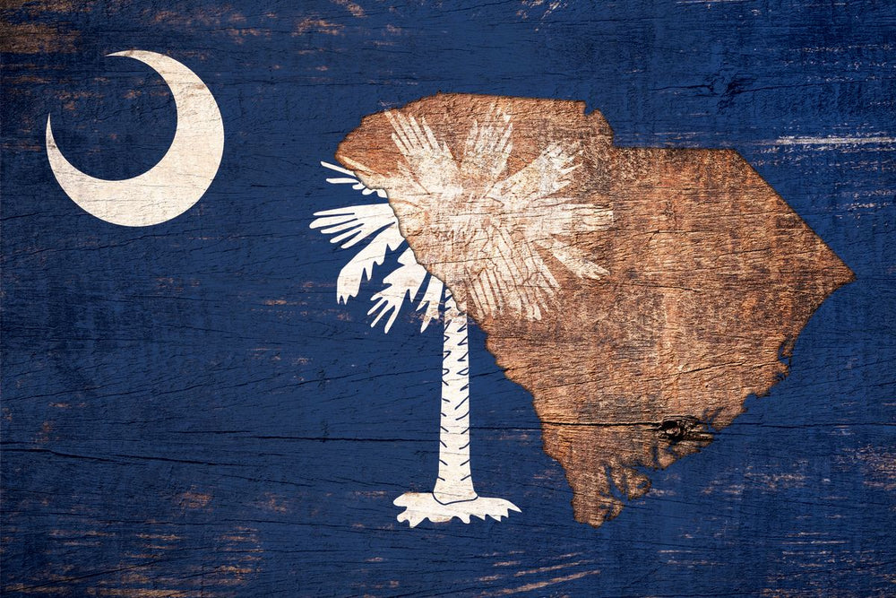 State Map Over South Carolina Flag