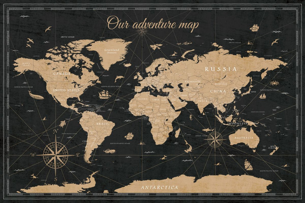 Our Adventures IV Push Pin World Map