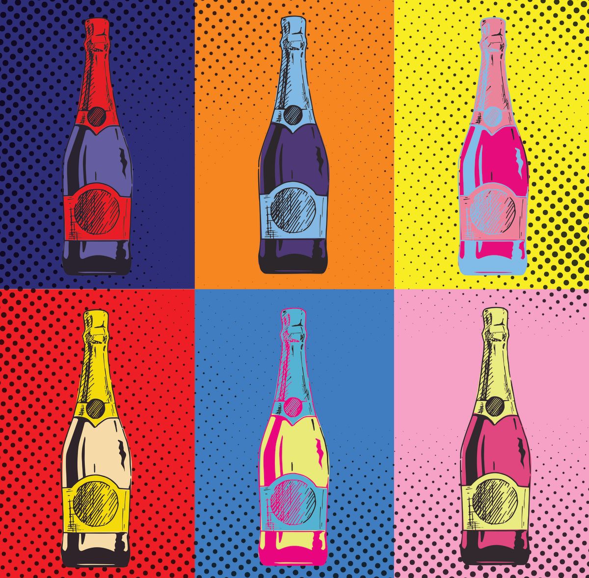 Halftone Wine Bottles