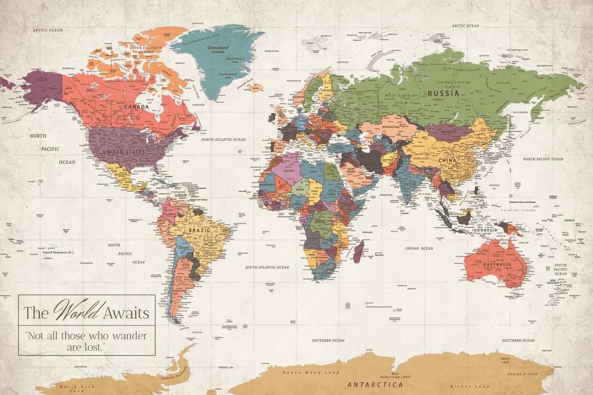 World Awaits I Push Pin World Map