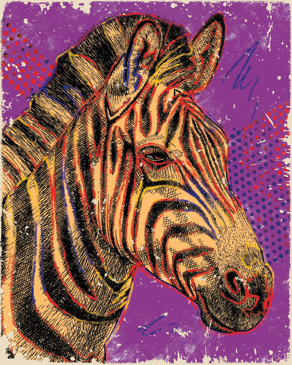 Purple Grunge Zebra