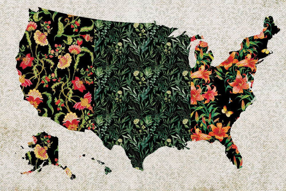 Floral Patterns USA Map