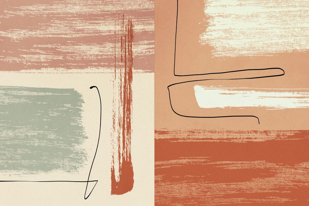 Neutral Strokes Abstract Diptych