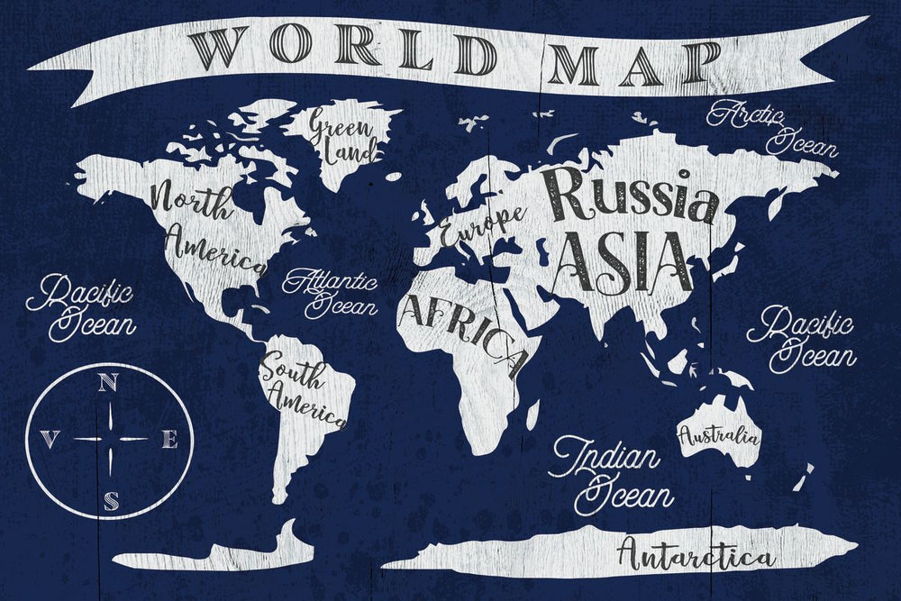 Nautical Navy World Map